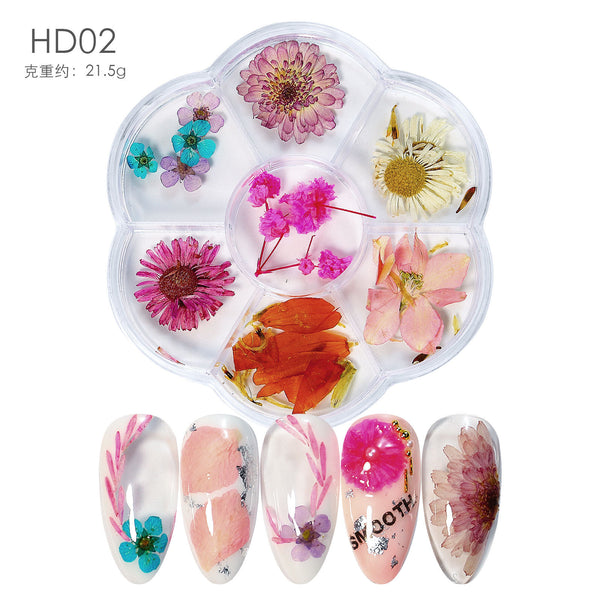 7 Compartment Dried Flower Nail Decoration