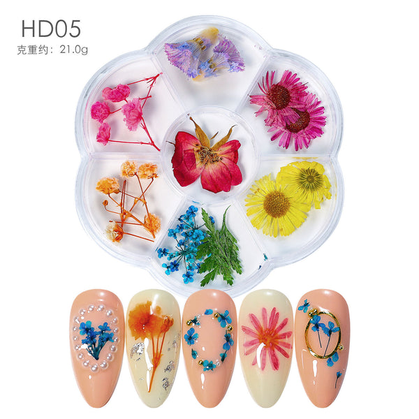 7 Compartment Dried Flower Nail Decoration