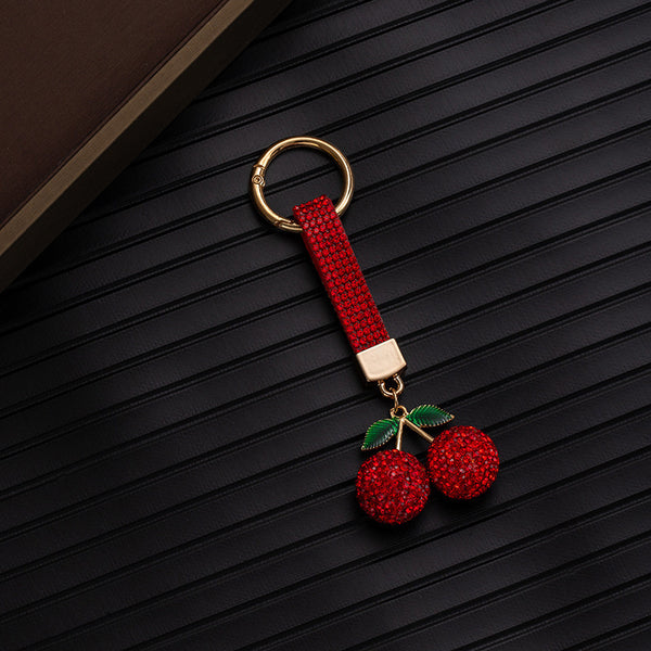 Red Cherry Diamante Keychain