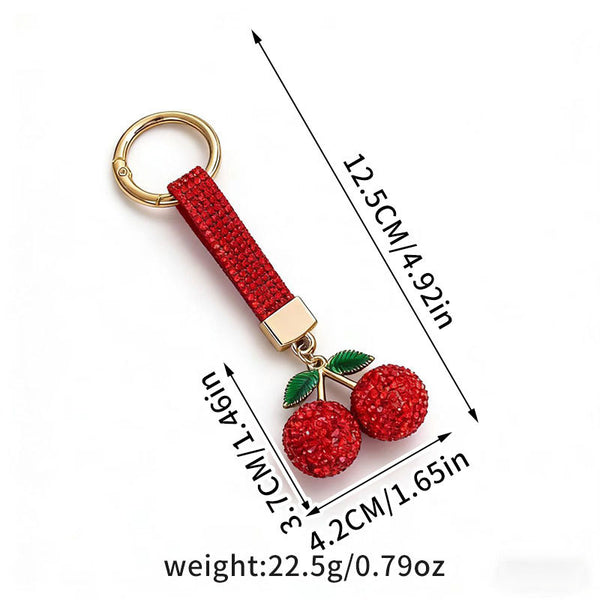 Red Cherry Diamante Keychain