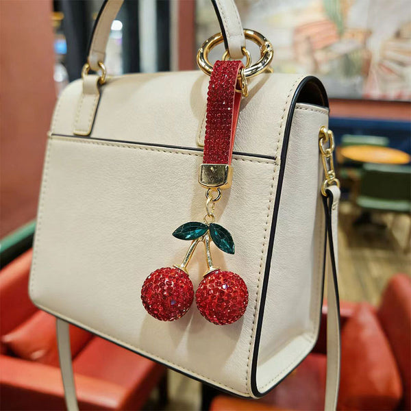 Red Cherry Diamante Keychain