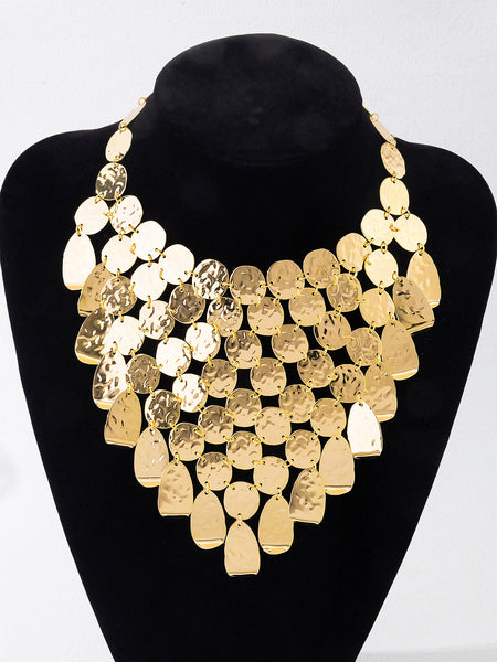 Metal Sequin Geometric Necklace