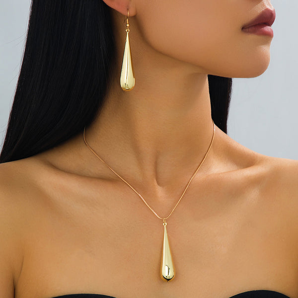 Teardrop Pendant Necklace + Earrings Set