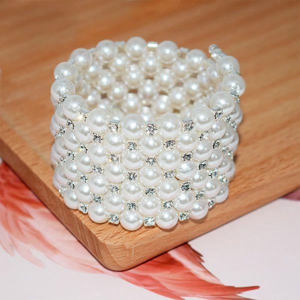 Pearl Rhinestone Multi-Layer Bracelet
