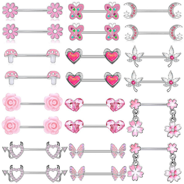 Stainless Steel Zircon Nipple Ring