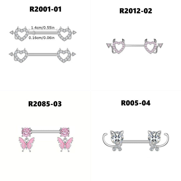 Stainless Steel Zircon Nipple Ring
