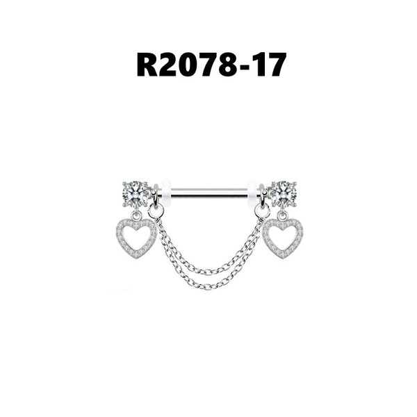 Stainless Steel Zircon Nipple Ring