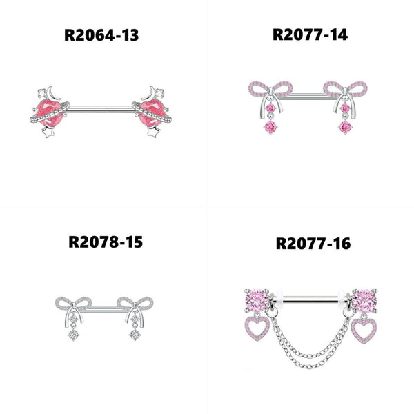 Stainless Steel Zircon Nipple Ring