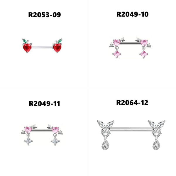 Stainless Steel Zircon Nipple Ring