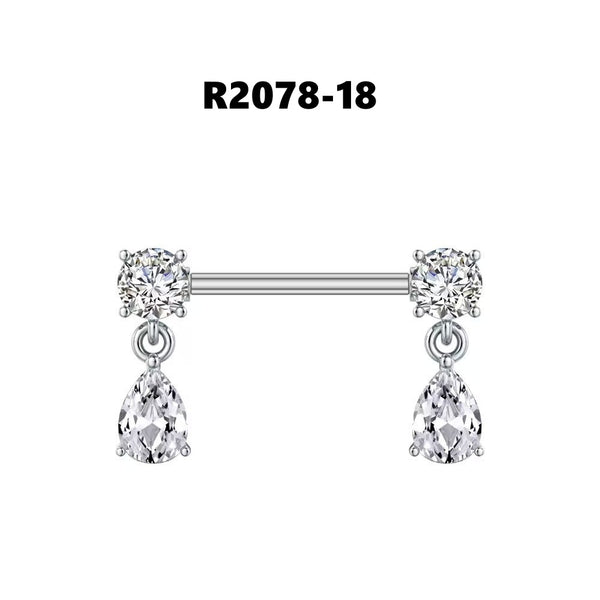 Stainless Steel Zircon Nipple Ring