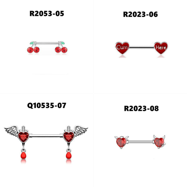 Stainless Steel Zircon Nipple Ring