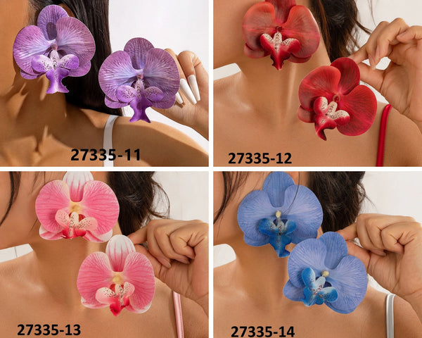 Large Orchid Floral Earrings