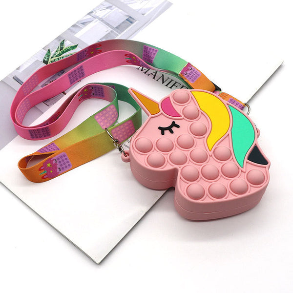 Children Mini Unicorn Pop It Silicone Bag