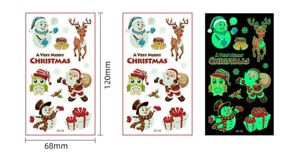 Glow in the Dark Christmas Temporary Tatoos