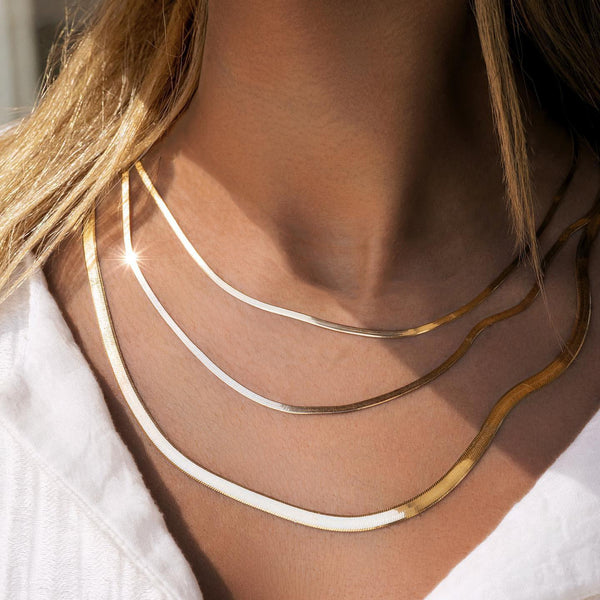 Gold Flat Snake Chain Necklace