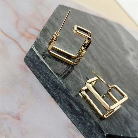3D Square Earrings