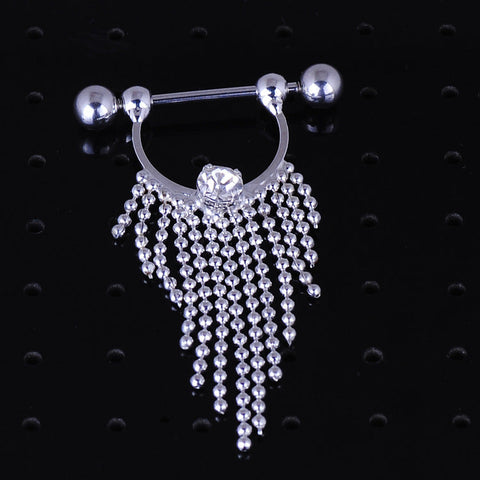 Diamond-Studded Tassel Breast Piercing