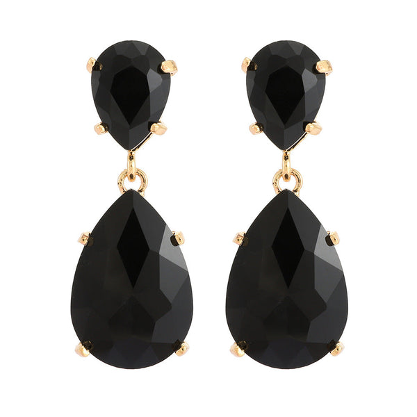 Diamond Glass Pendant Earrings