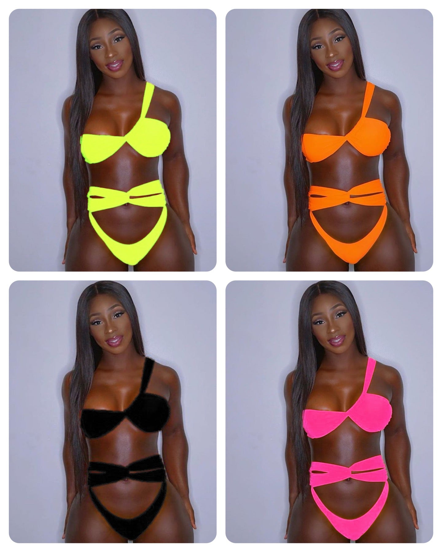 2 Piece 1 Shoulder Strap Swimsuit