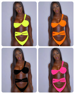 2 Piece 1 Shoulder Strap Swimsuit