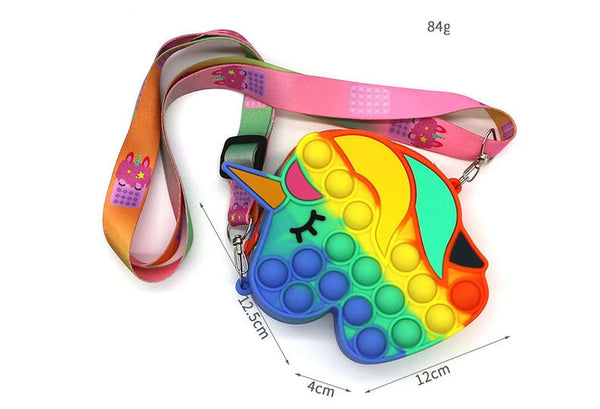 Children Mini Unicorn Pop It Silicone Bag