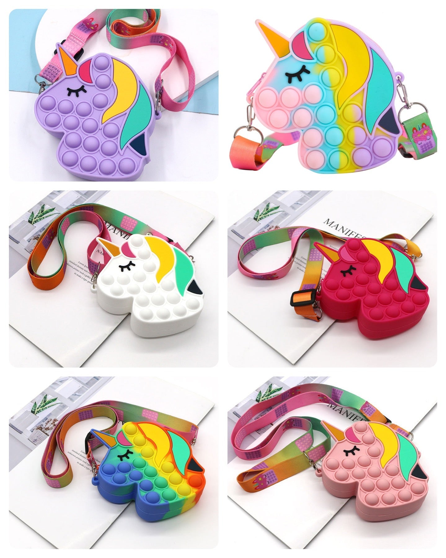 Children Mini Unicorn Pop It Silicone Bag