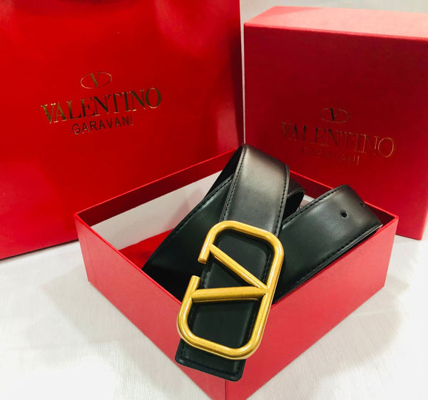 V Buckle Genuine Leather Belt