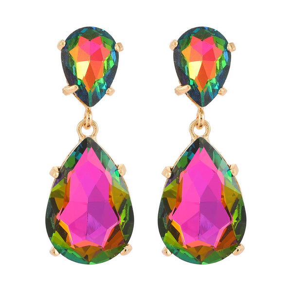 Diamond Glass Pendant Earrings