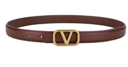 V Buckle Genuine Leather Belt