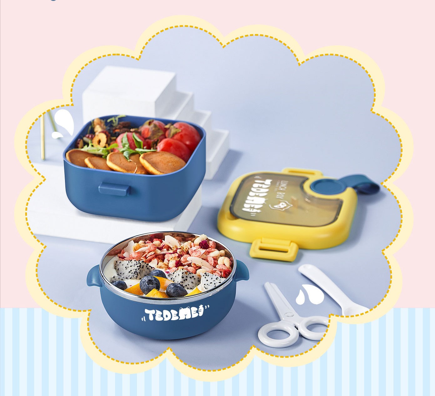 304 Stainless Steel 2 in 1 Lunch Container