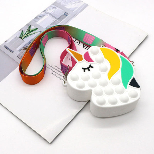 Children Mini Unicorn Pop It Silicone Bag