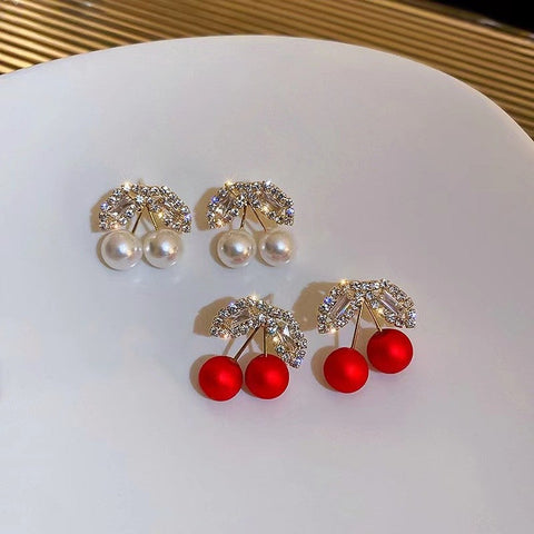 Cute Pearl Cherry Earrings