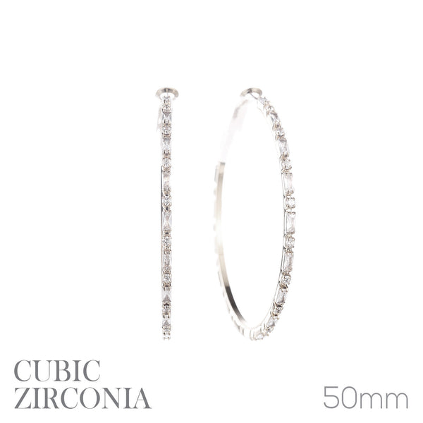 50mm CZ Baguette Earrings