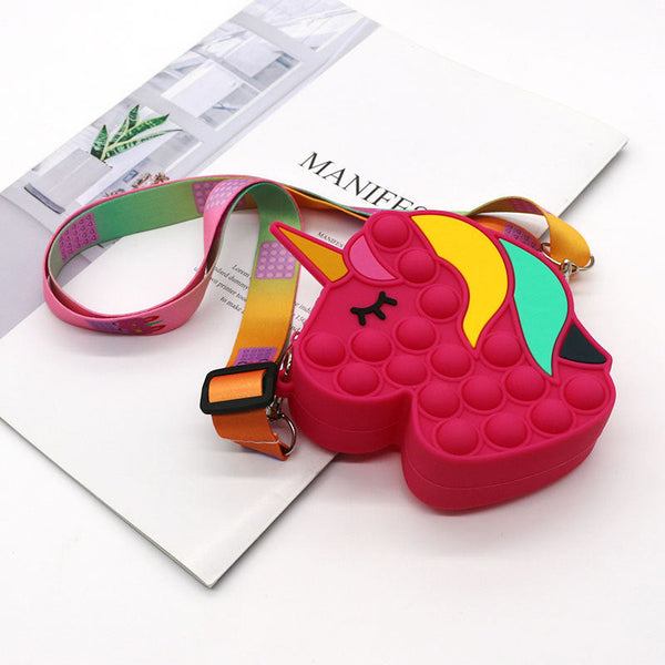 Children Mini Unicorn Pop It Silicone Bag