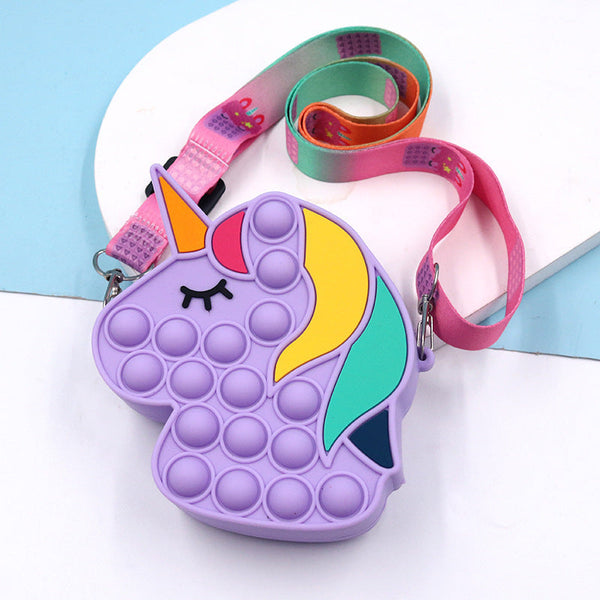 Children Mini Unicorn Pop It Silicone Bag