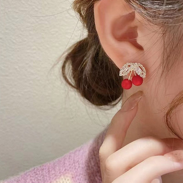 Cute Pearl Cherry Earrings