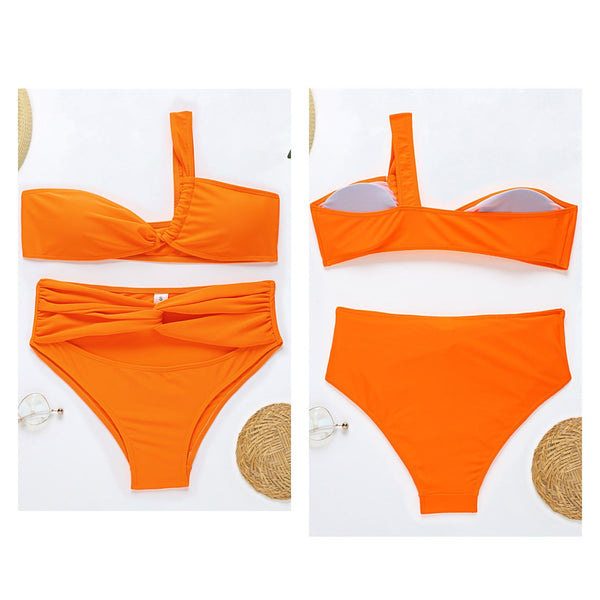 2 Piece 1 Shoulder Strap Swimsuit