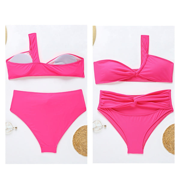 2 Piece 1 Shoulder Strap Swimsuit