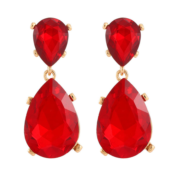 Diamond Glass Pendant Earrings
