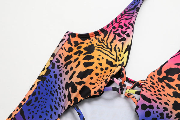1 Piece Colorful Leopard Swimsuit