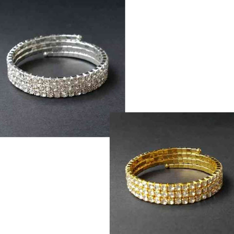 3 Rows Rhinestone Stretch Bangle