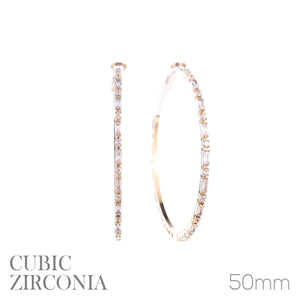 50mm CZ Baguette Earrings
