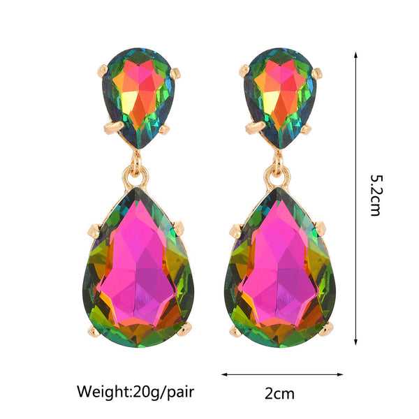 Diamond Glass Pendant Earrings