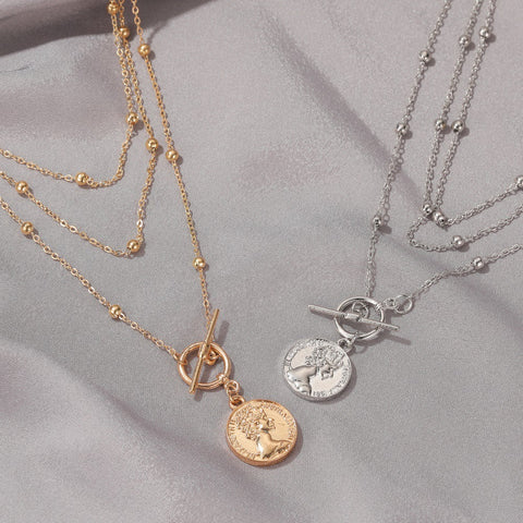 Coin Pendant Long Necklace