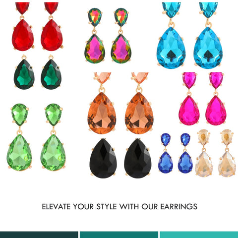 Diamond Glass Pendant Earrings