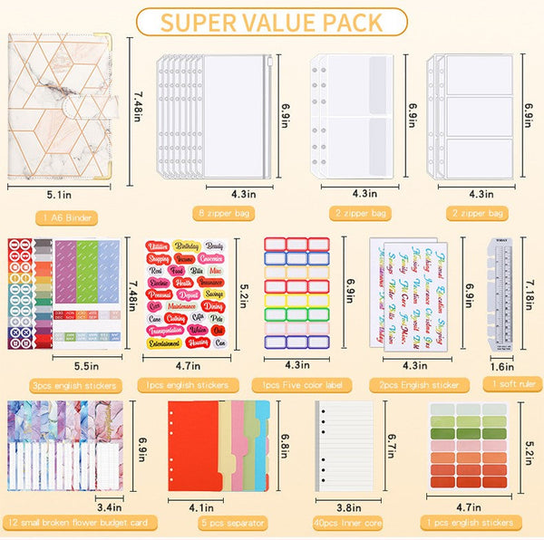 A6 Plaid Marble Planner/Budget Binder