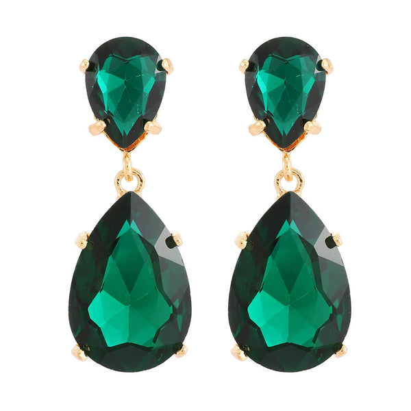 Diamond Glass Pendant Earrings