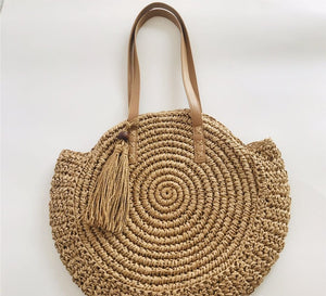 Handbags Round Straw Khaki