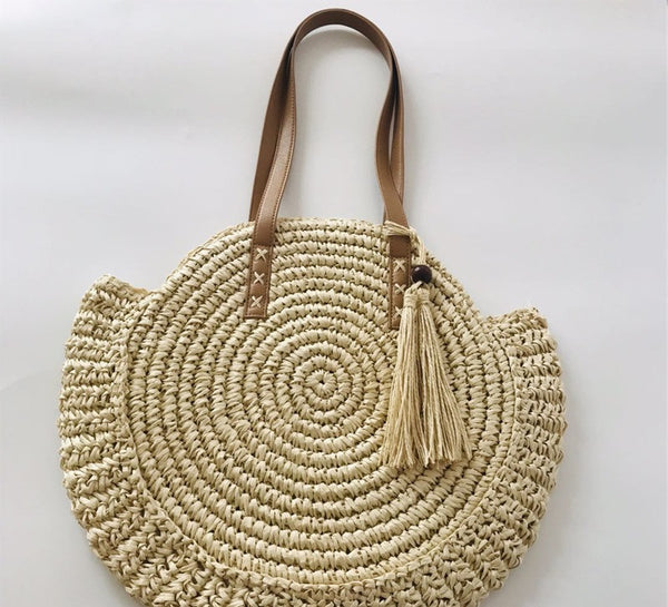 Handbags Round Straw Khaki