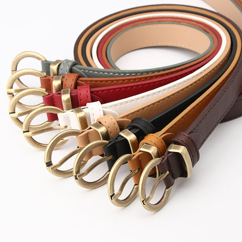 Round Buckle PU Leather Belt